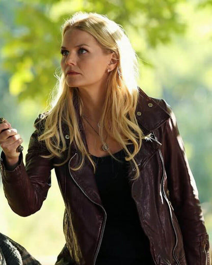 Emma Swan Burgundy Leather Jacket Season 2