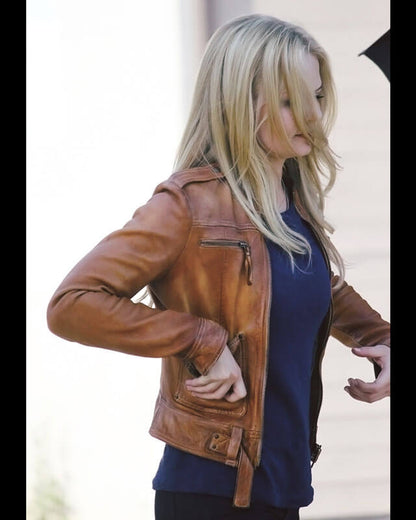 Emma Swan Once Upon A Time Brown Cropped Leather Jacket