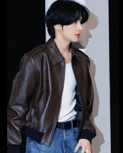 Enhypen Jay Bomber Real Leather Jacket