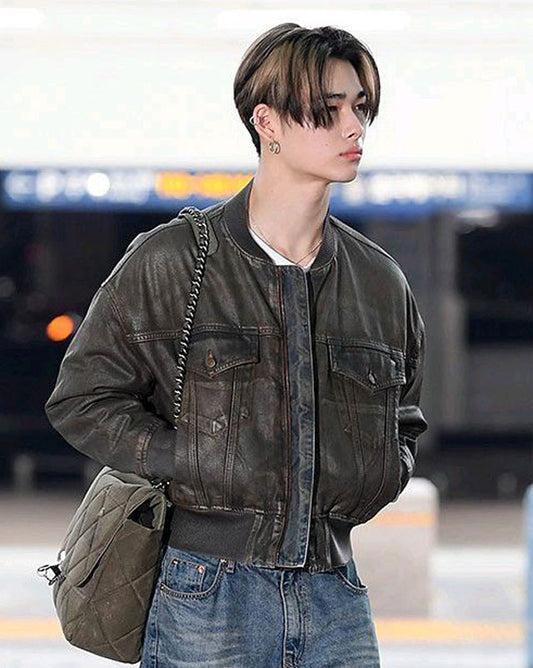Enhypen Ni Ki Bomber Leather Jacket