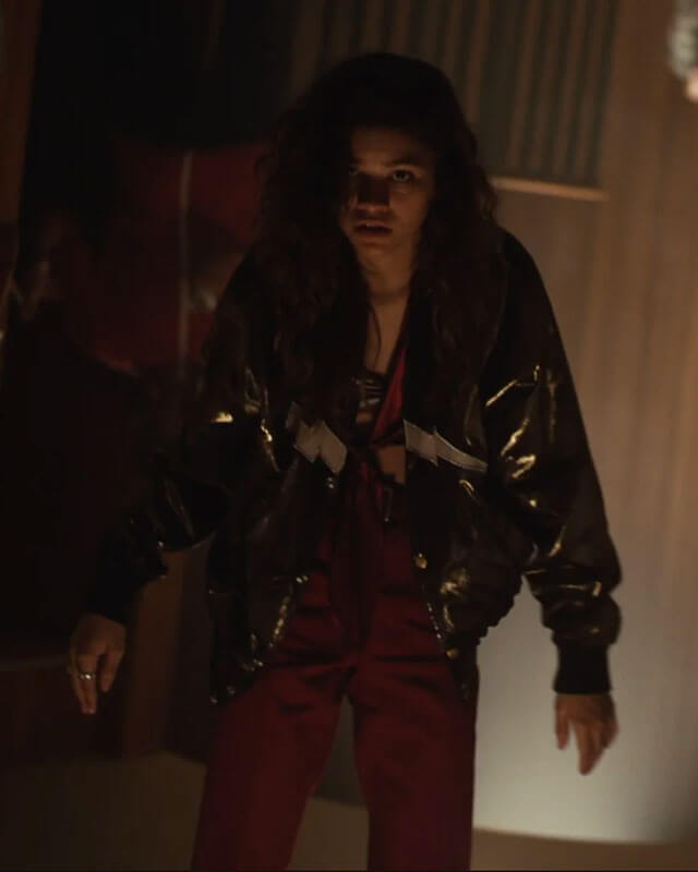 Euphoria Zendaya Black Bomber Jacket