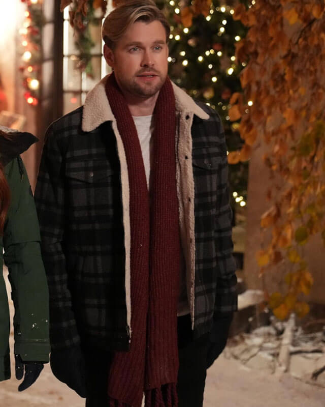 Falling For Christmas Chord Overstreet Plaid Shearling Jacket