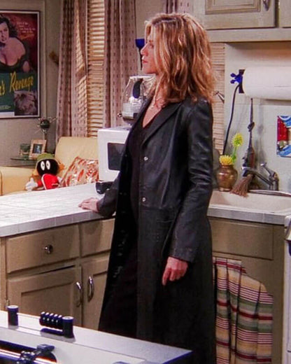 Friends Jennifer Aniston Black Leather Coat