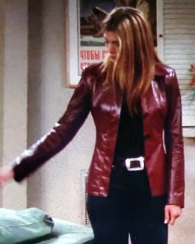 Friends Jennifer Aniston Rachel Maroon Leather Jacket