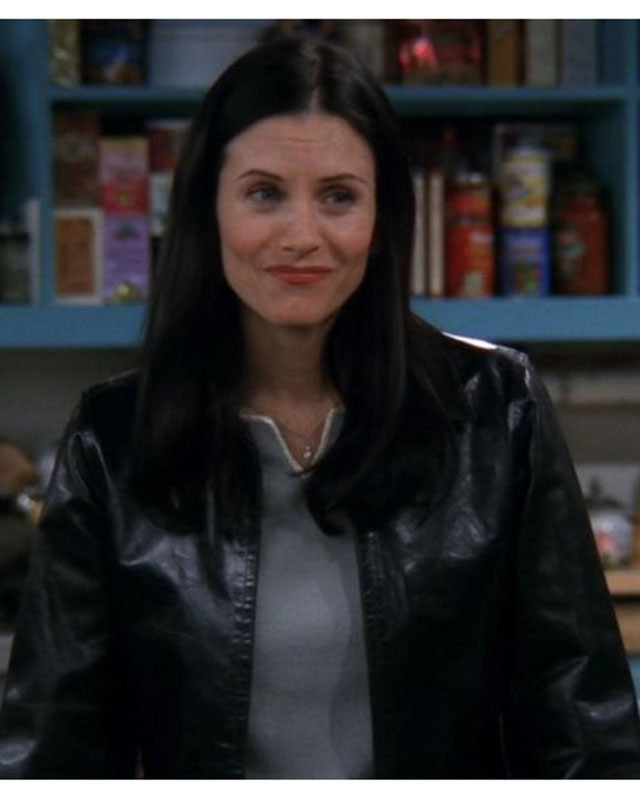 Friends Monica Geller Black Genuine Leather Jacket