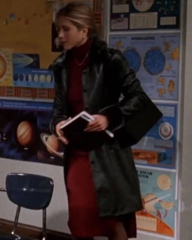 Friends S05 Rachel Black Leather Coat