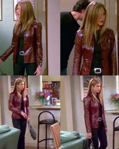 Friends Season 5 Rachel Maroon Leather Jacket