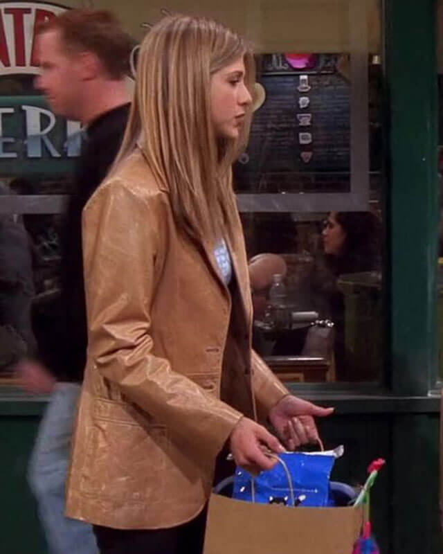Friends S05 Cat Rachel Brown Leather Coat
