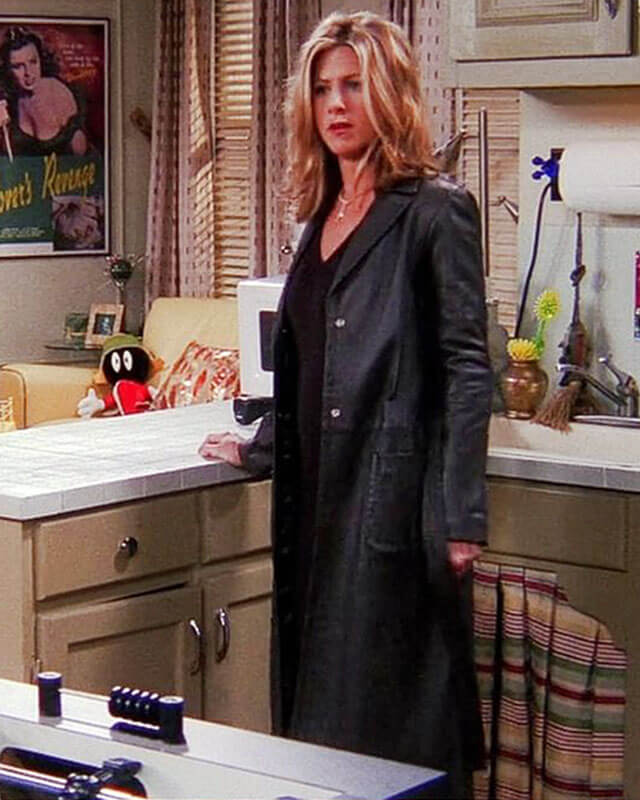 Friends S08 Rachel Black Leather Coat