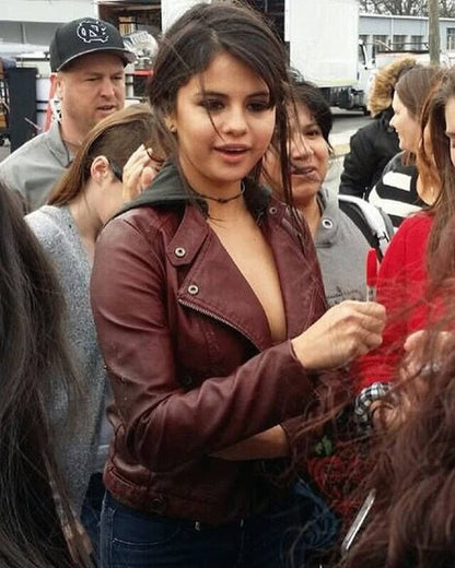 Fundamentals Of Caring Selena Gomez Maroon Jacket