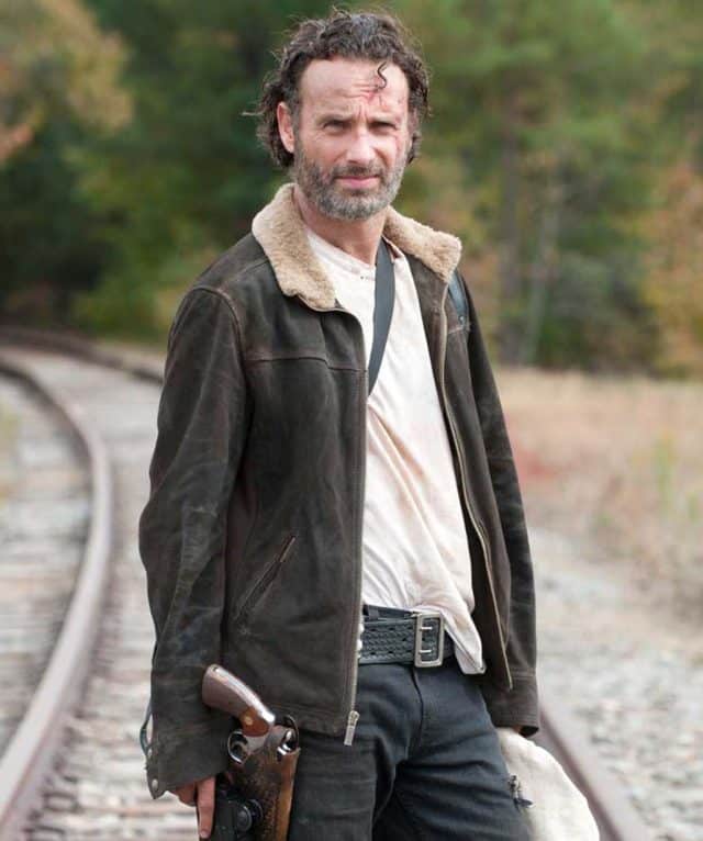 Fur Collar Brown Rick Grimes Leather Jacket 