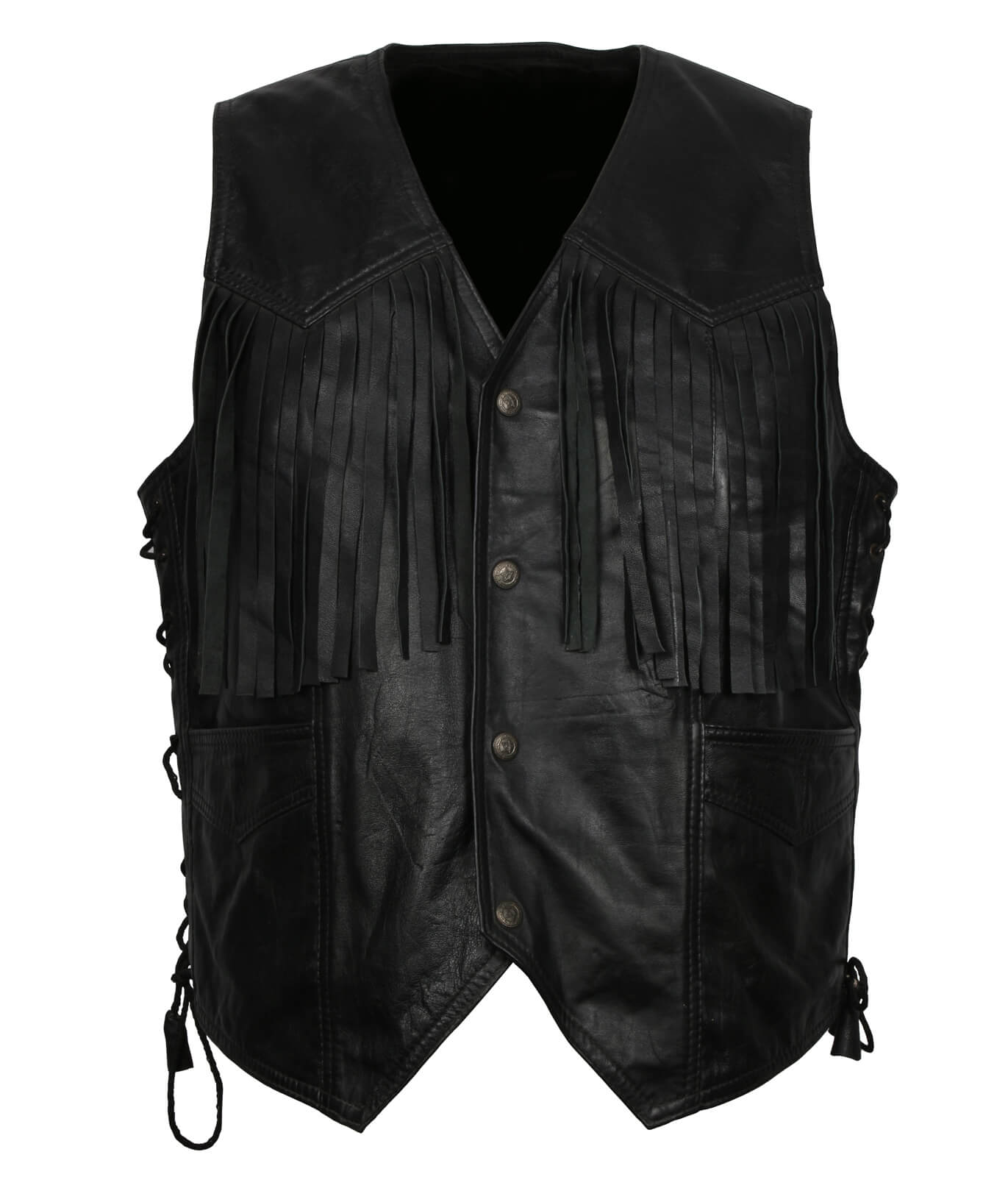 Genuine Leather Black Cowboy Vest