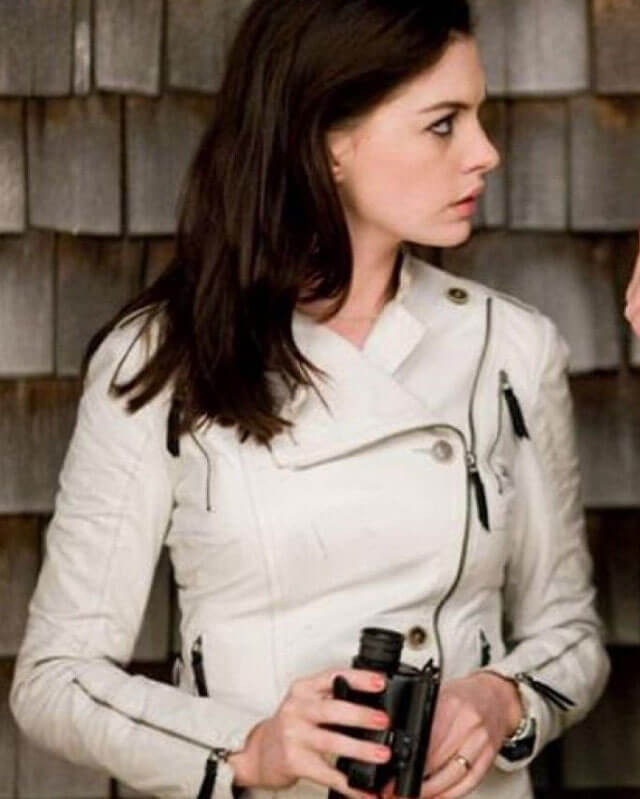 Get Smart Anne Hathaway Biker Leather Jacket