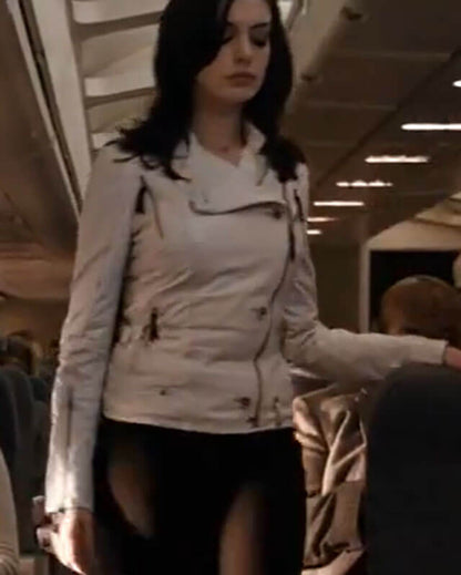 Get Smart Anne Hathaway White Leather Jacket