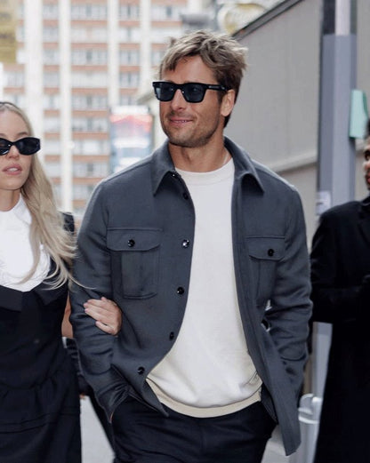 Glen Powell Blue Wool Jacket