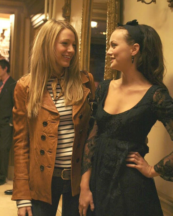 Gossip Girl Serena Van Der Woodsen Brown Leather Coat