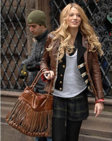Gossip Girl Serena Van Der Woodsen Brown Leather Jacket