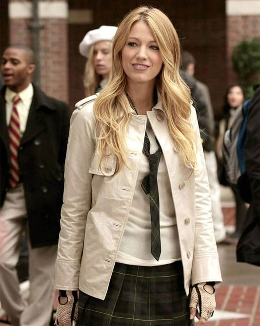 Gossip Girl Serena Van Der Woodsen Leather Coat