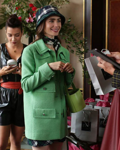 Green Wool Coat Emily In Paris Fashion