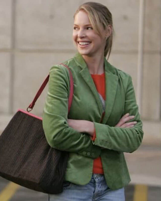 Grey's Anatomy Izzie Stevens Green Leather Blazer