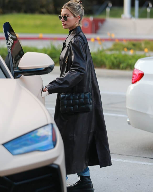 Hailey Bieber Real Leather Coat