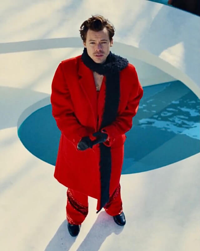 Harry Styles As It Was Red Wool Long Coat