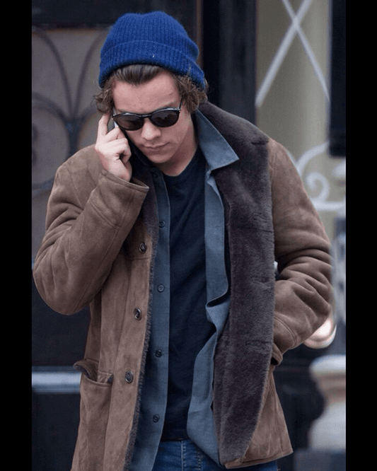 Harry Styles Brown Shearling Suede Jacket