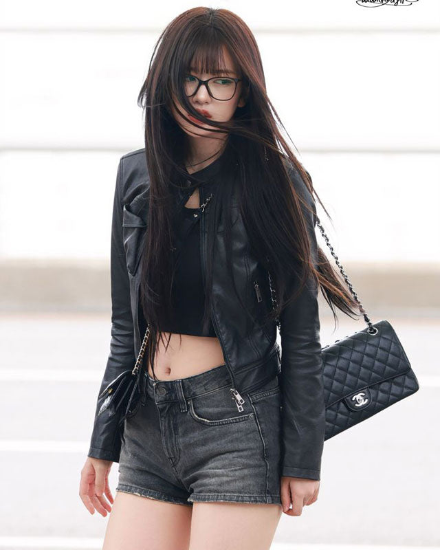 IVE An Yu-Jin Black Leather Jacket