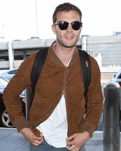 Jamie Dornan Brown Suede Bomber Jacket