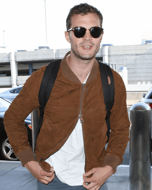Jamie Dornan Brown Suede Bomber Jacket