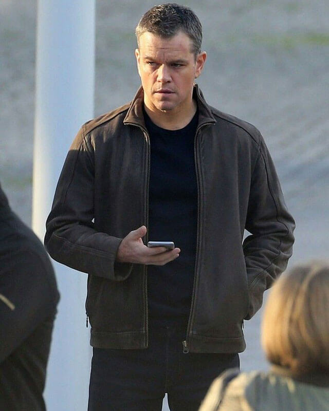Jason Bourne Matt Damon Brown Leather Jacket