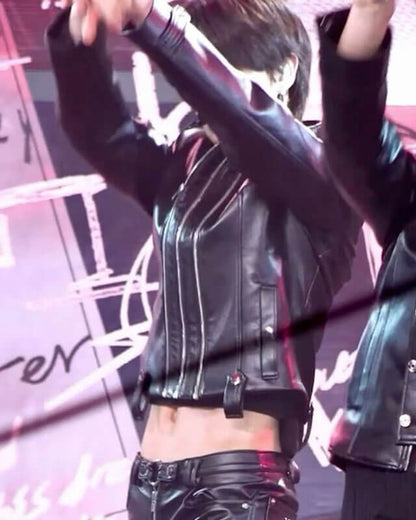 Jay Enhypen Black Leather Jacket
