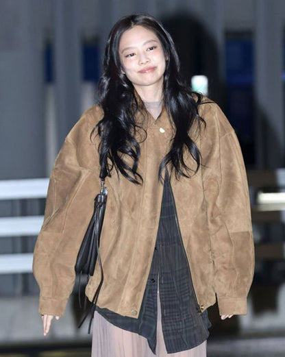 Jennie Kim Brown Suede Jacket