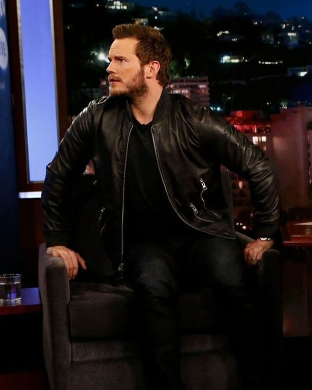 Jimmy Kimmel Chris Pratt Black Bomber Jacket