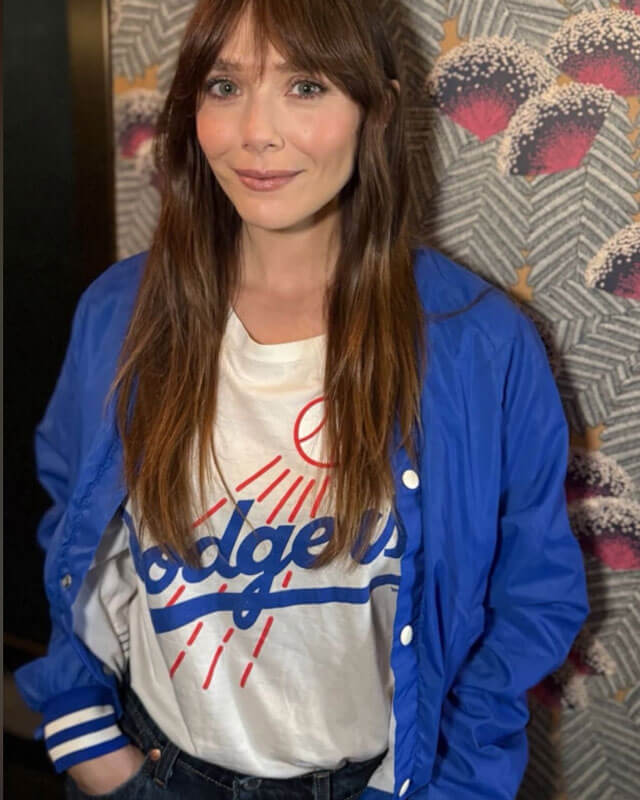 Jimmy Kimmel Live Elizabeth Olsen Blue Jacket