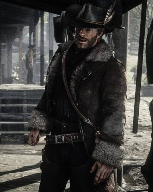 John Marston Black Shearling Coat