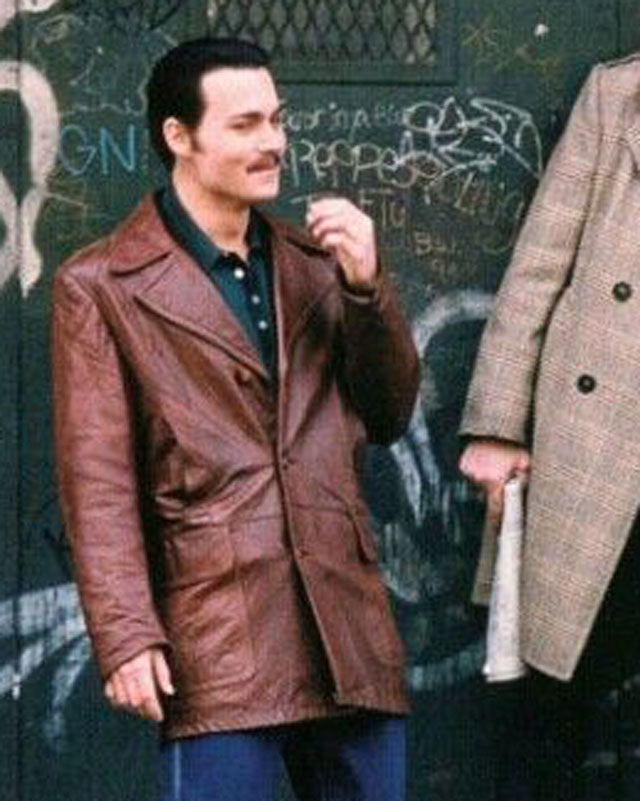 Johnny Depp Donnie Brasco Genuine Leather Coat