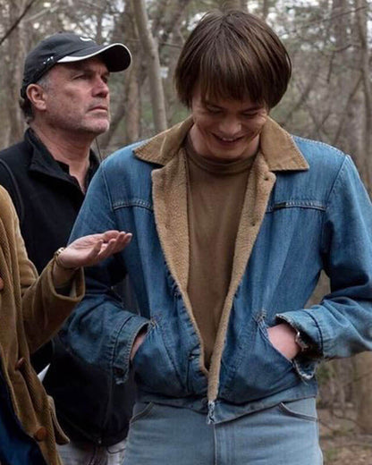 Jonathan Byers Stranger Things Blue Shearling Jacket