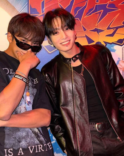 Jung Kook Black Leather Jacket