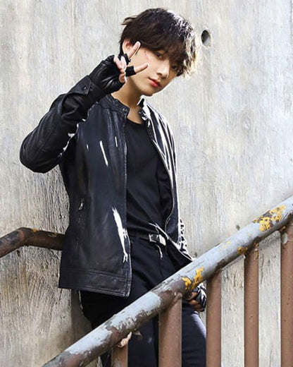 Jungkook Debut Black Genuine Leather Jacket