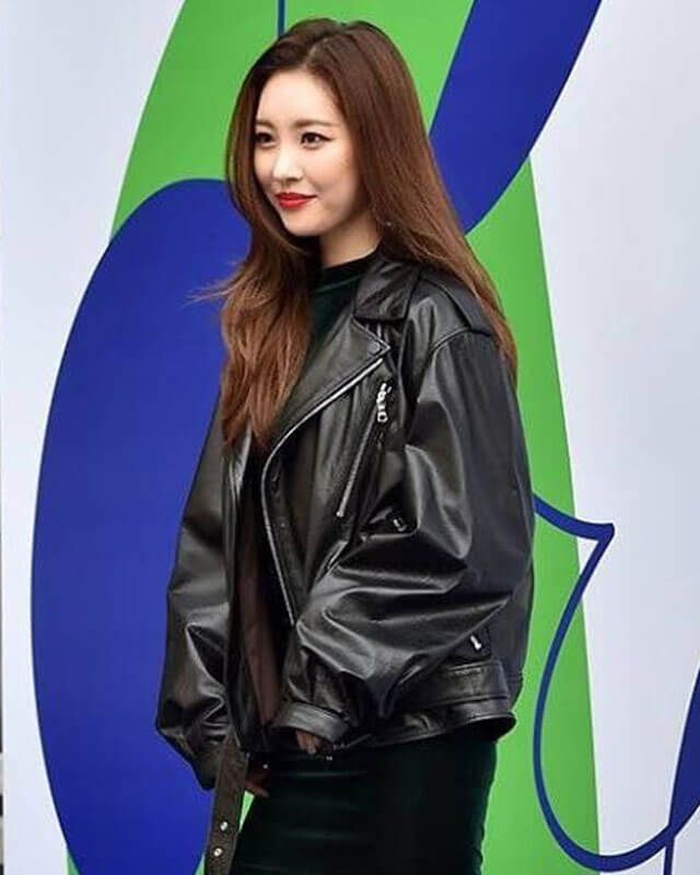 K Pop Sunmi Black Leather Jacket