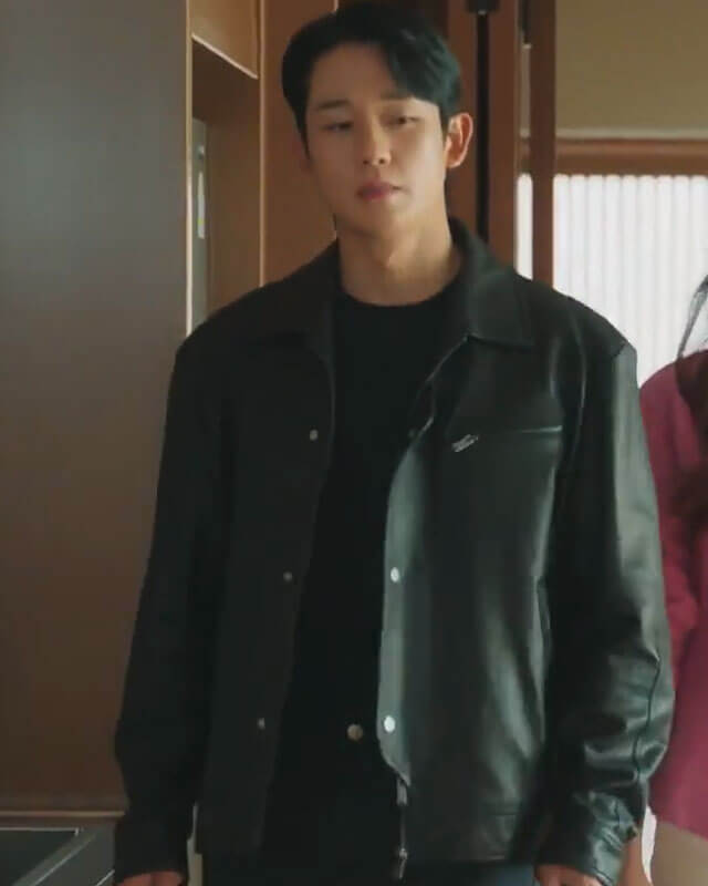 Kdrama Fashion Jung Hae In Black Leather Jacket