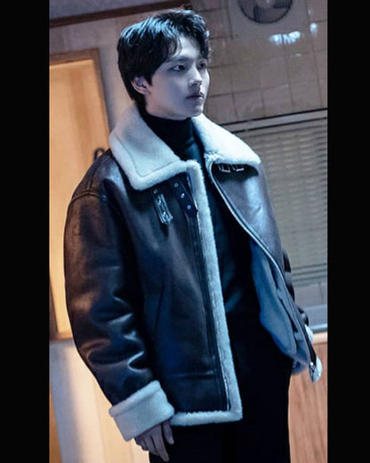 Kdrama Fashion Yeo Jin Goo Shearling Leather Jacket