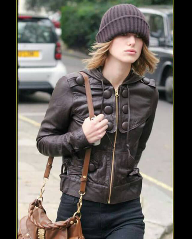 Keira Knightley Dark Brown Leather Jacket