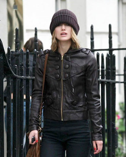 Keira Knightley Fashion Brown Leather Jacket