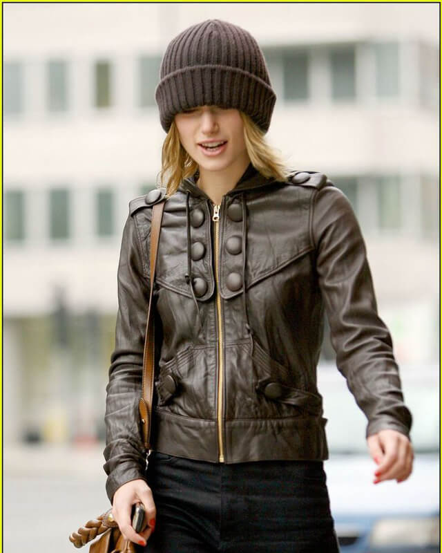 Keira Knightley Leather Dark Brown Jacket