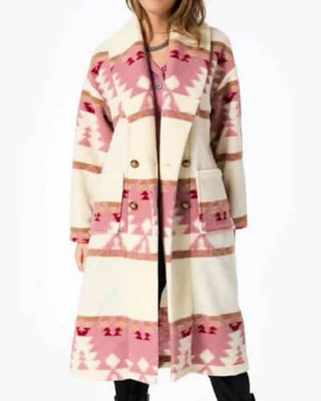 Kelly Reilly Yellowstone Beth Dutton Wool Pink Coat