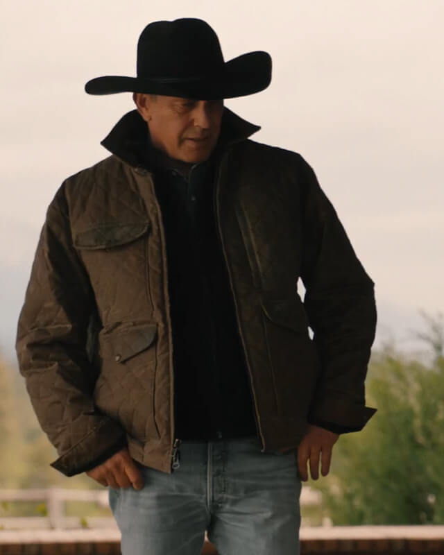 Kevin Costner Quilted Jacket Yellowstone S05