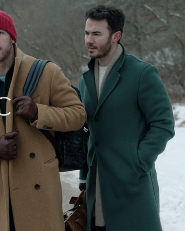 Kevin Jonas A Very Jonas Christmas Movie Green Wool Coat
