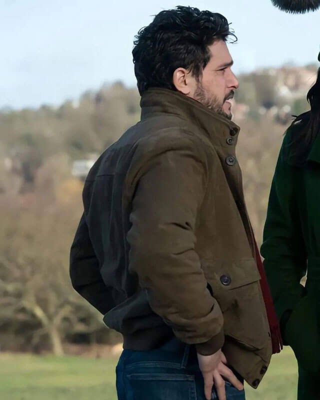Kit Harington Brown Bomber Jacket